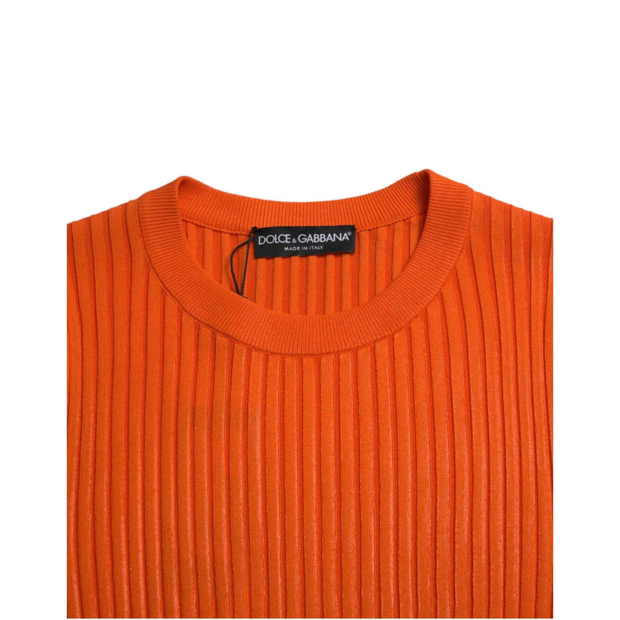 Dolce & Gabbana Sleek Sunset Orange Knitted Pullover Sweater