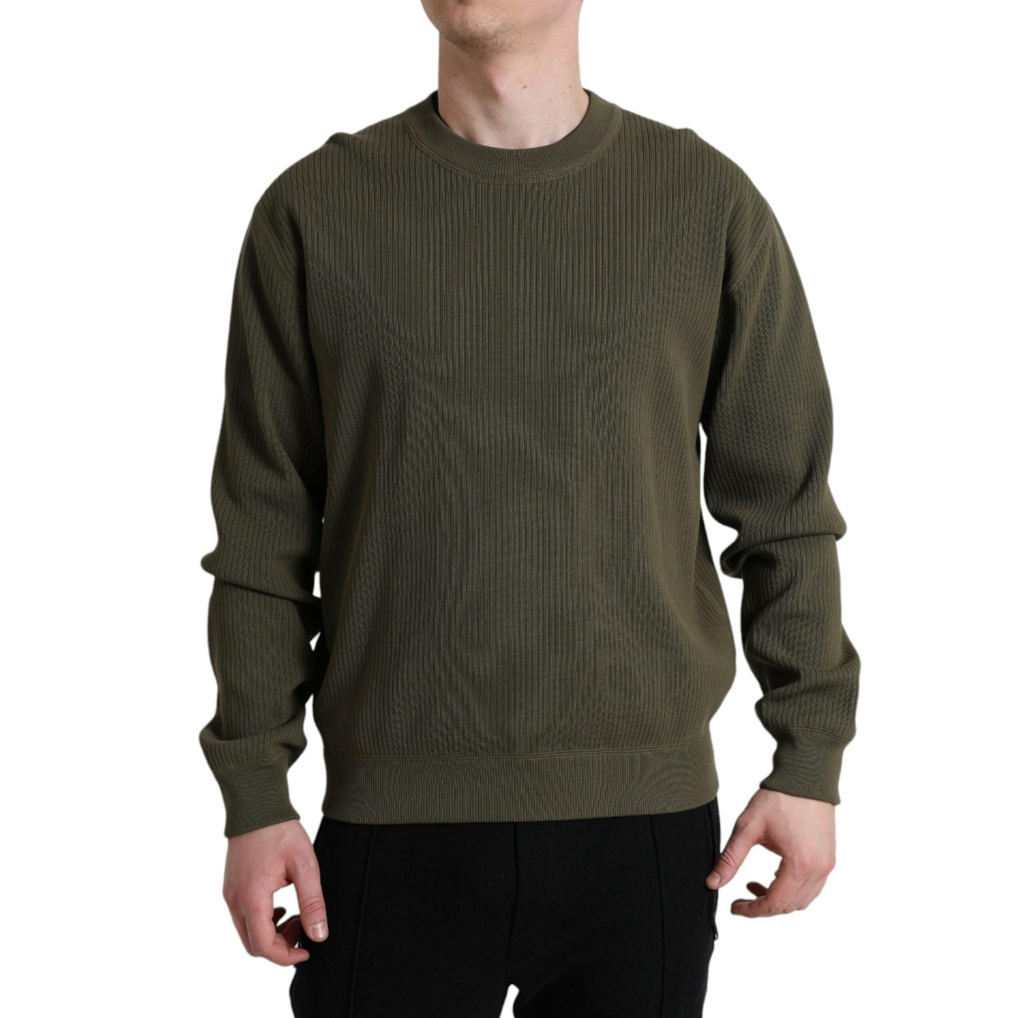 Dolce & Gabbana Elegant Green Crew Neck Cotton Sweater