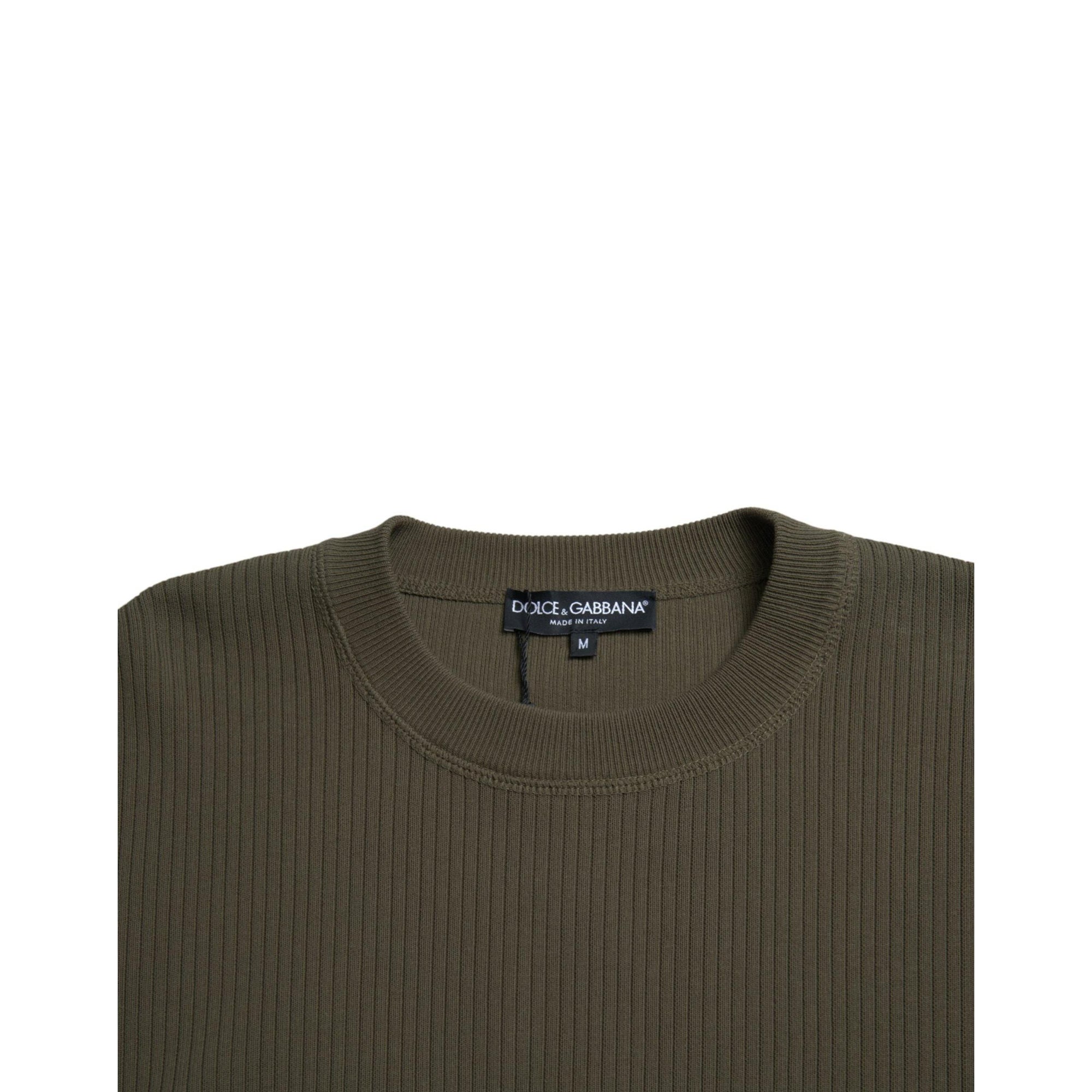 Dolce & Gabbana Elegant Green Crew Neck Cotton Sweater