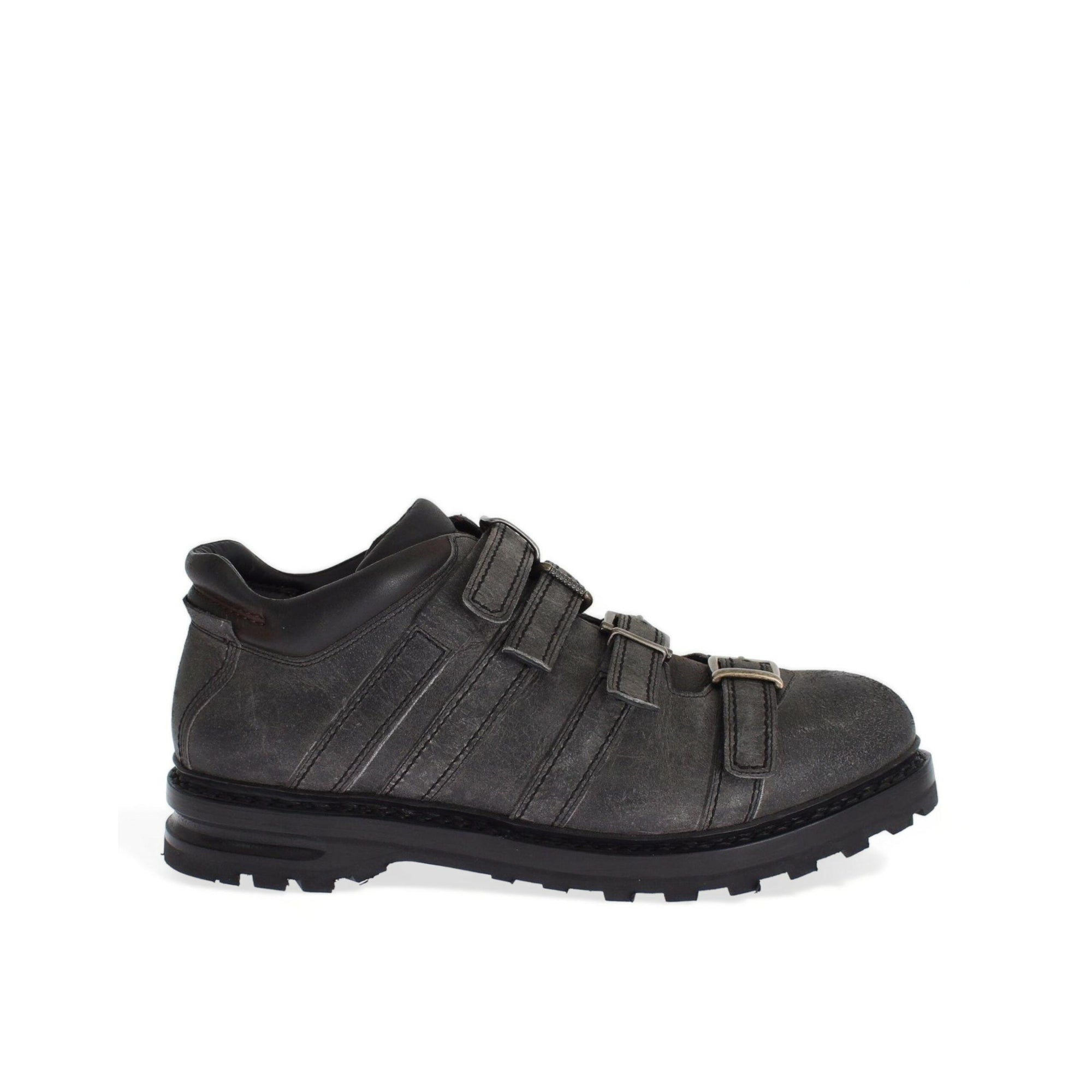 Dolce & Gabbana Elegant Gray Leather Ankle Boots