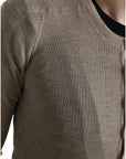 Dolce & Gabbana Elegant Beige Henley Cashmere Sweater