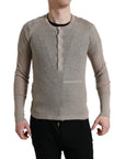 Dolce & Gabbana Elegant Beige Henley Cashmere Sweater