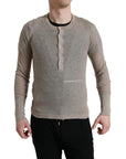 Dolce & Gabbana Elegant Beige Henley Cashmere Sweater