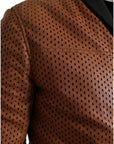 Dolce & Gabbana Elegant Leather Perforated Bomber Jacket