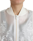 Dolce & Gabbana Elegant White Silk Bomber Jacket