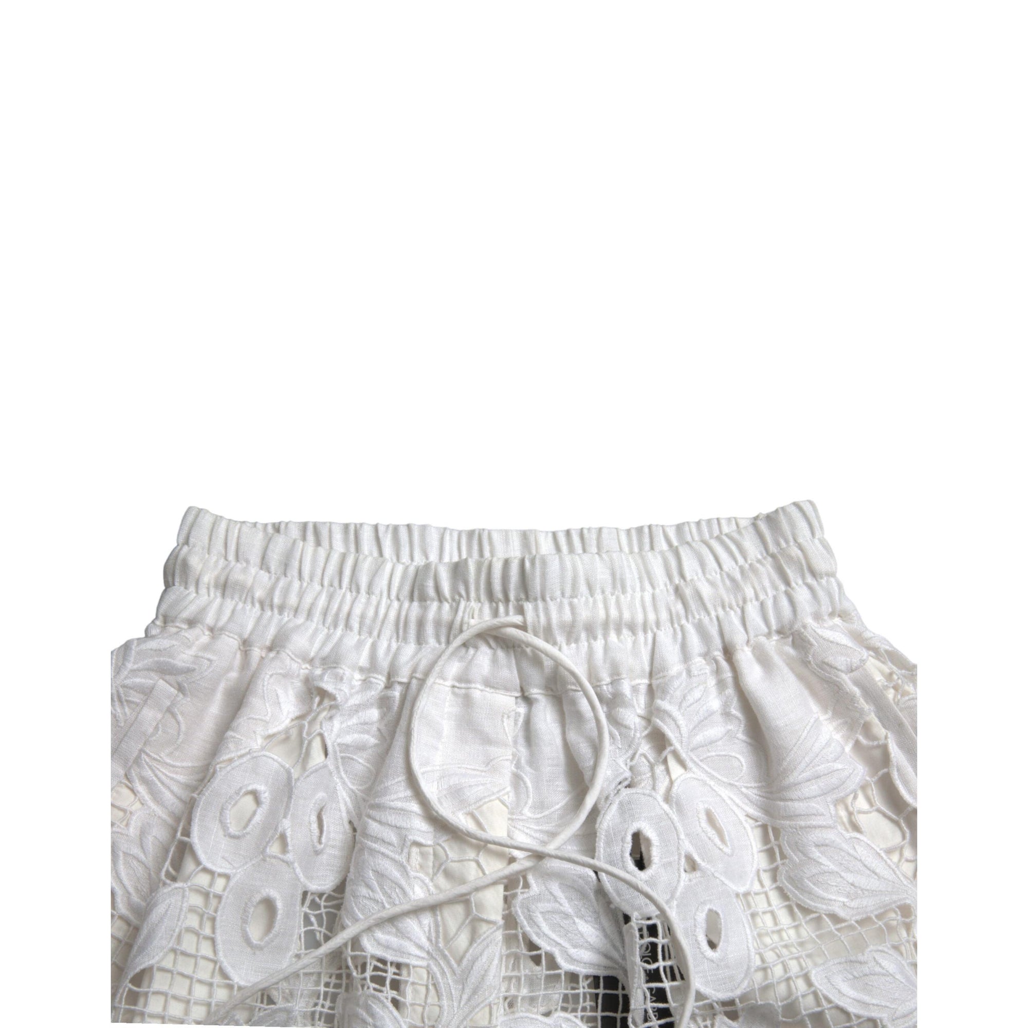 Dolce & Gabbana Chic High-Waisted Lace Shorts in Pure White