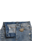 Dolce & Gabbana High Waist Embellished Bermuda Denim Shorts