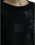 Dolce & Gabbana Elegant Black Floral Applique Sweater