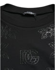 Dolce & Gabbana Elegant Black Floral Applique Sweater