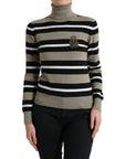 Dolce & Gabbana Multicolor Striped Wool Turtleneck Sweater