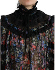 Dolce & Gabbana Elegant Floral Silk Blouse with Lace Trim