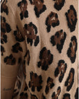 Dolce & Gabbana Elegant Beige Leopard Turtleneck Wool Top