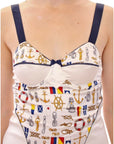 Dolce & Gabbana White Sailor Motif Stretch Tank Top