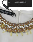 Dolce & Gabbana Elegant Sleeveless Silk Blouse with Crystal Embellishment