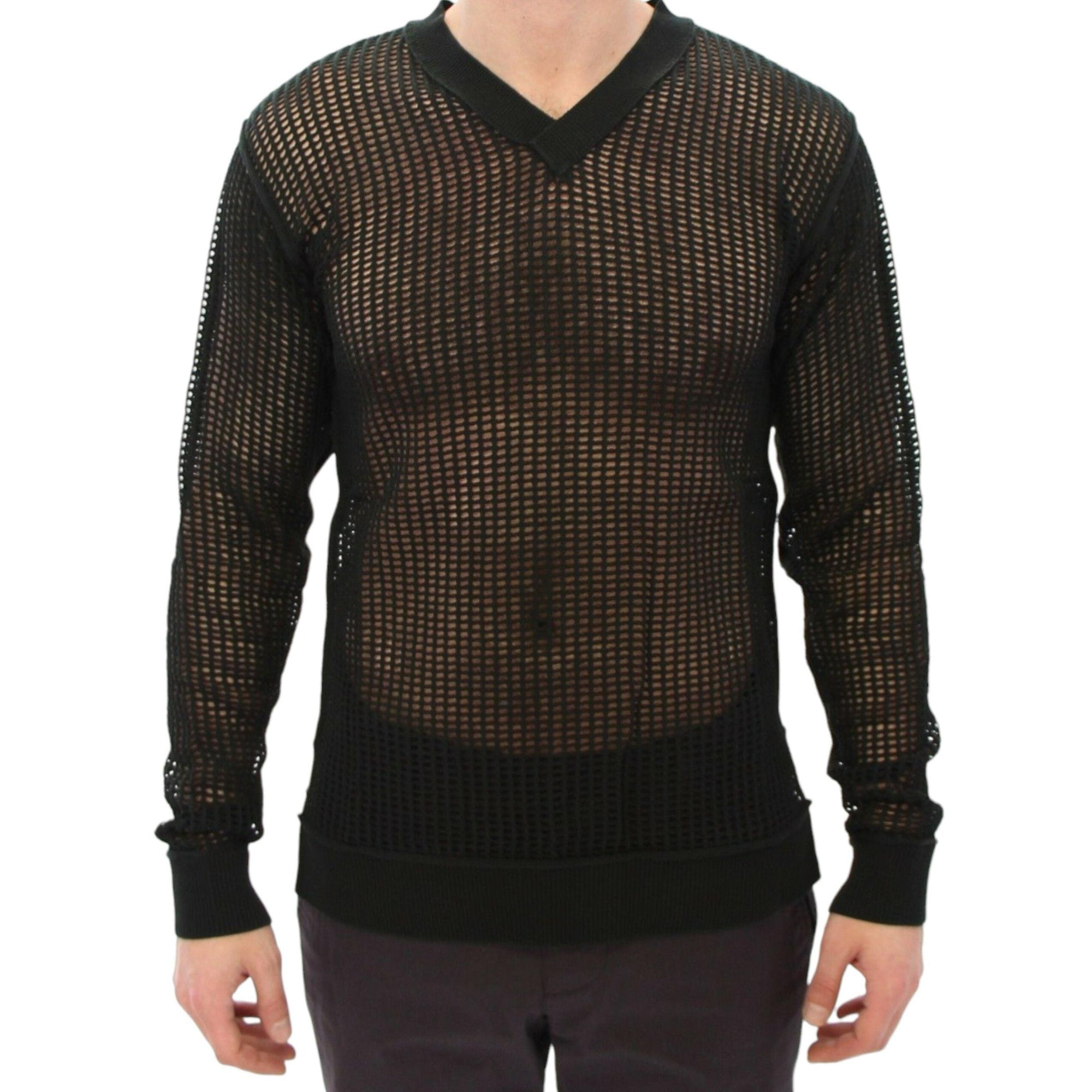 Dolce & Gabbana Elegant V-Neck Dark Green Knitted Sweater