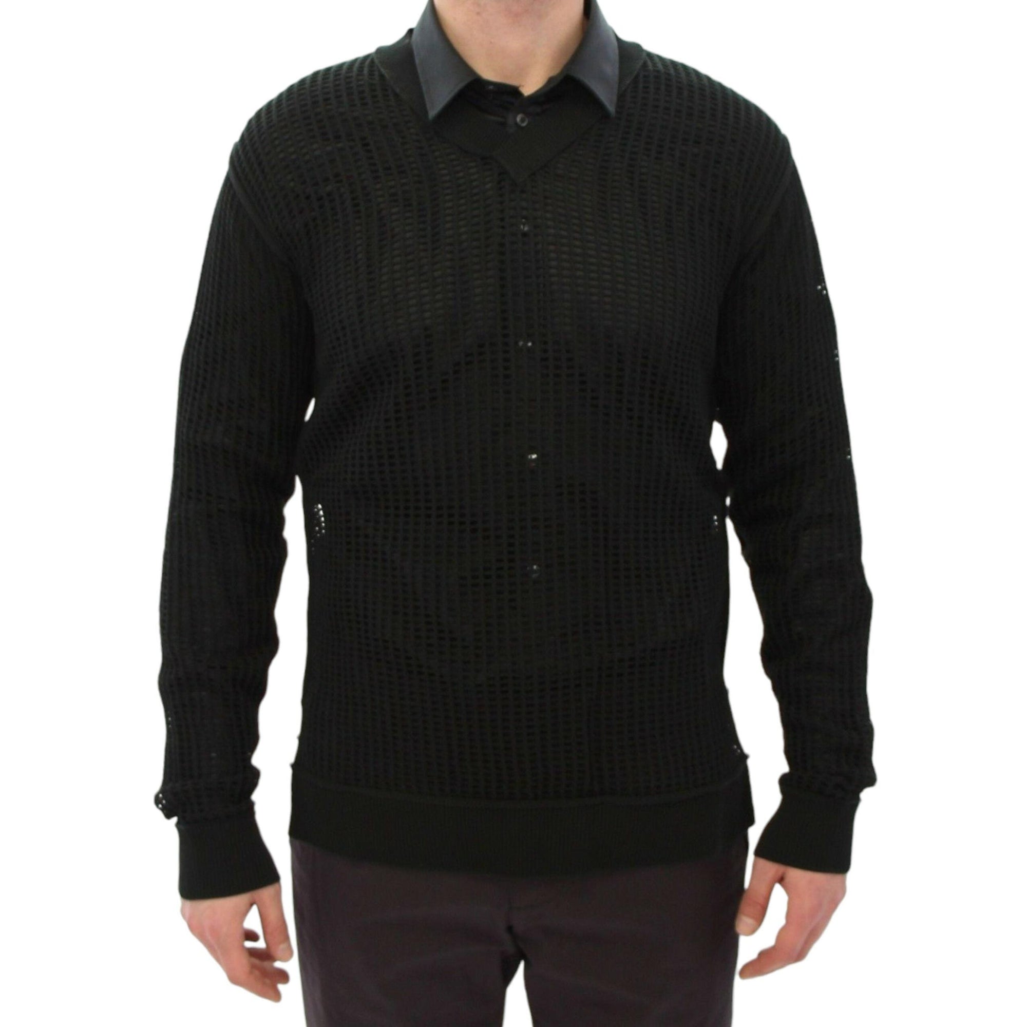 Dolce & Gabbana Elegant V-Neck Dark Green Knitted Sweater