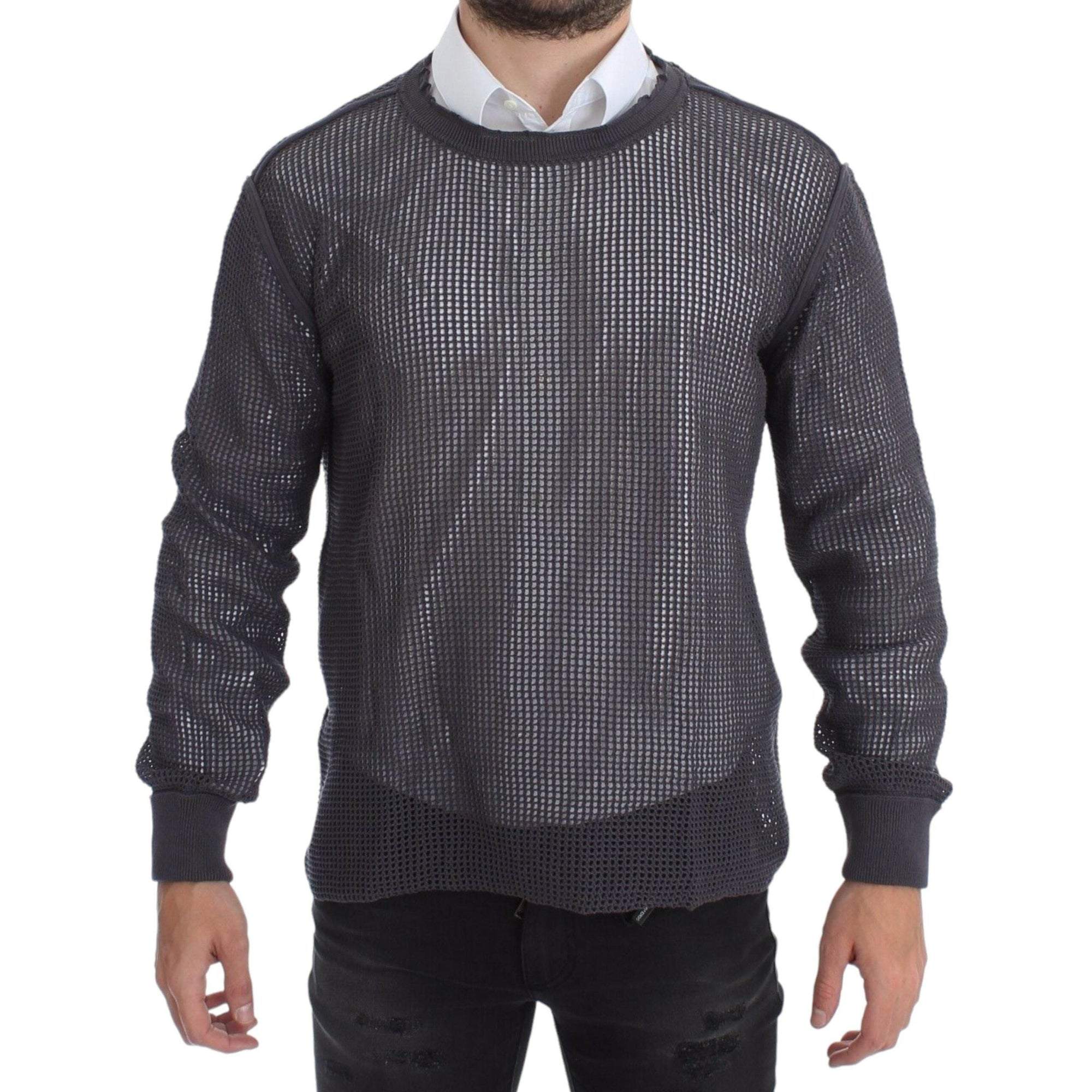 Dolce & Gabbana Elegant Crew-Neck Netted Sweater in Light Purple