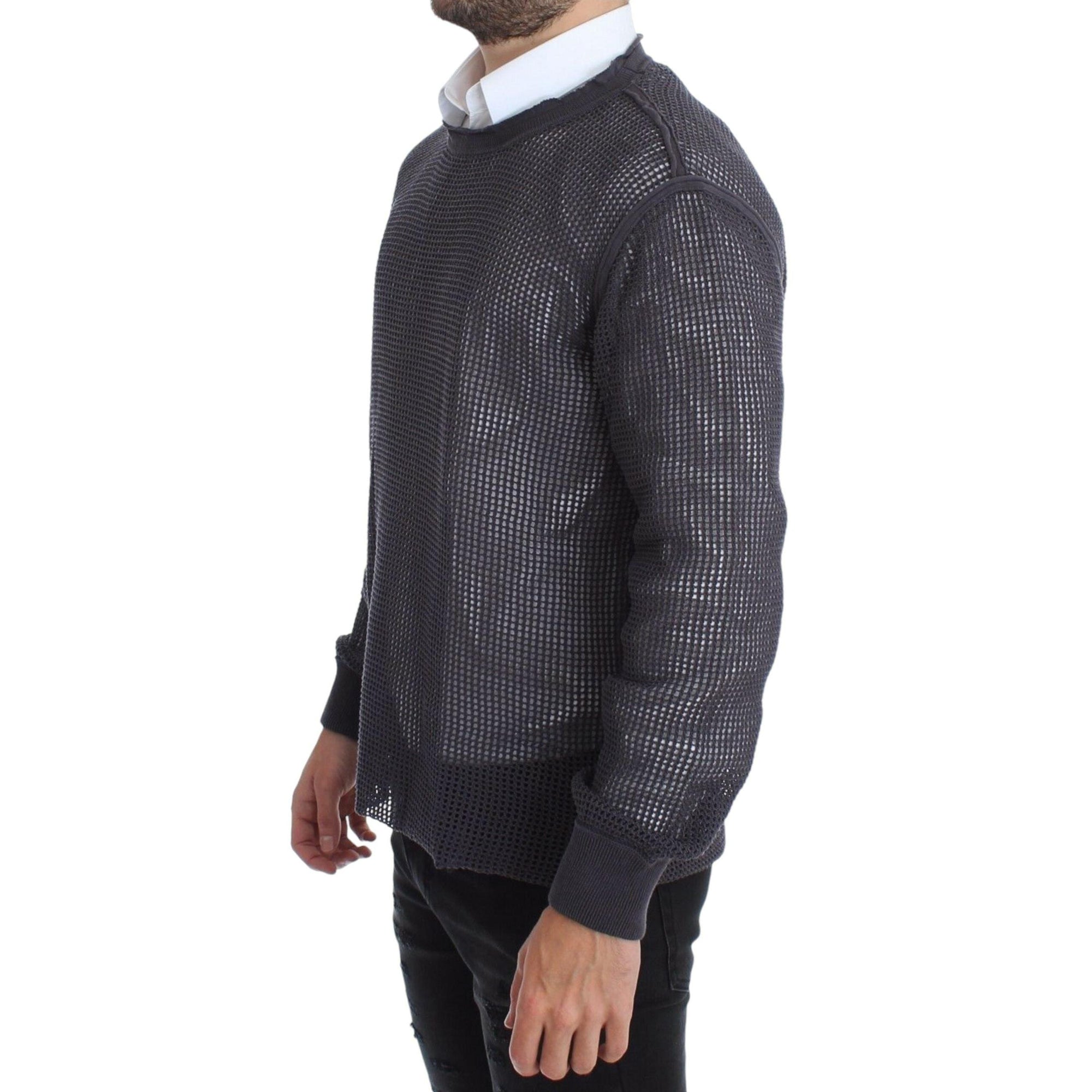 Dolce & Gabbana Elegant Crew-Neck Netted Sweater in Light Purple