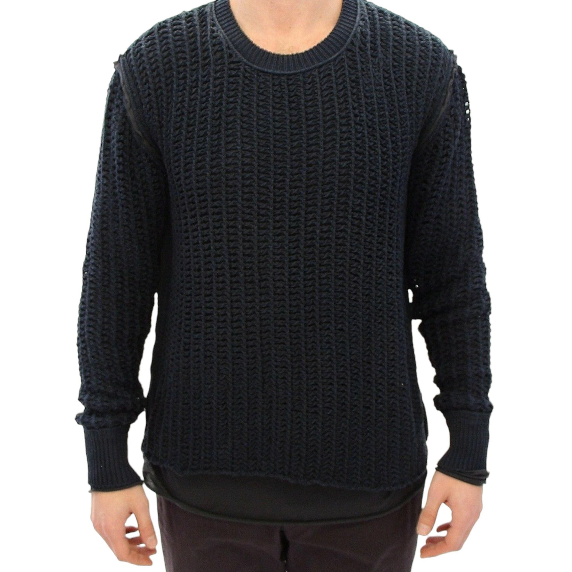 Dolce & Gabbana Elegant Blue and Black Layered Sweater