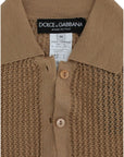 Dolce & Gabbana Beige Knitted Cotton Polo Cardigan Sweater