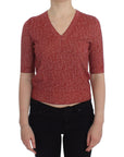 Dolce & Gabbana Enchanting Red Tweed V-Neck Sweater