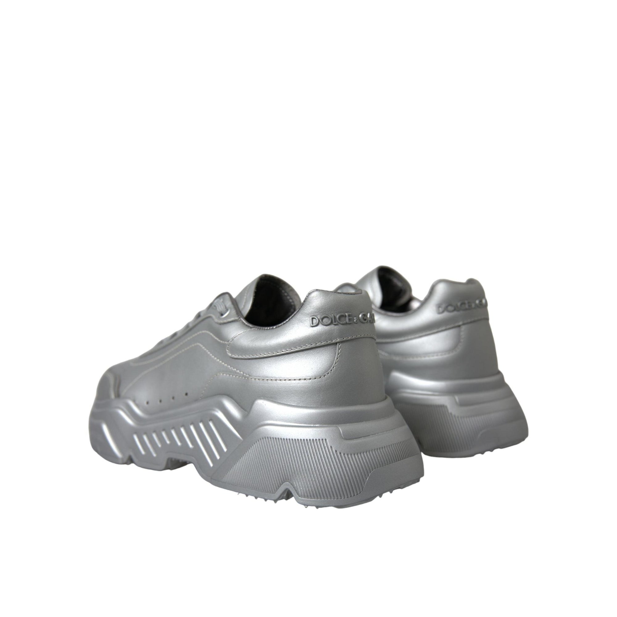 Dolce & Gabbana Elegant Silver Calfskin Leather Sneakers