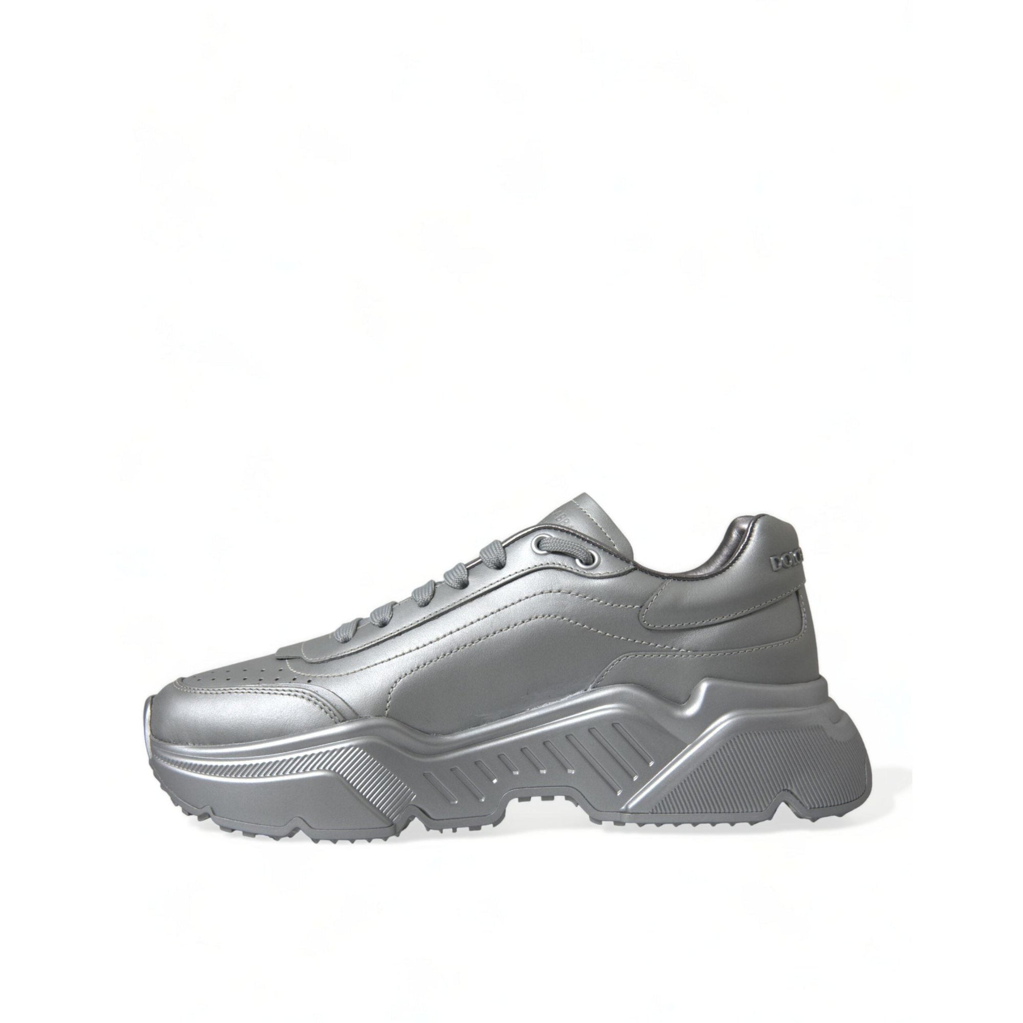 Dolce & Gabbana Elegant Silver Calfskin Leather Sneakers