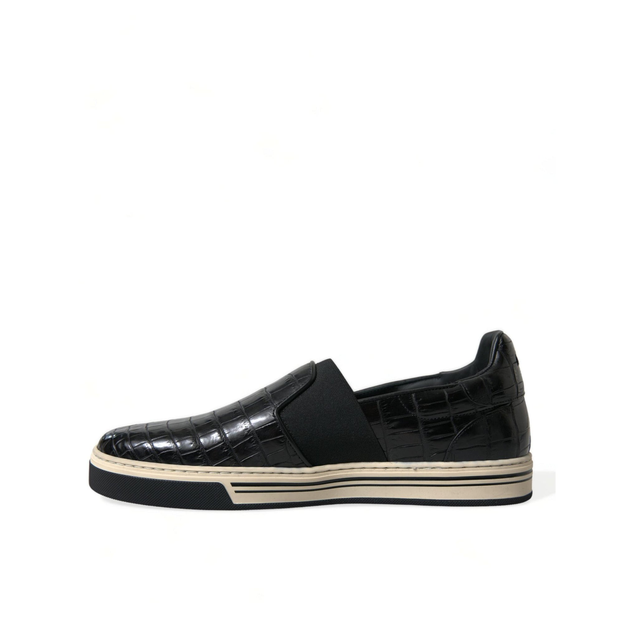 Dolce & Gabbana Elegant Crocodile Leather Low-Top Sneakers
