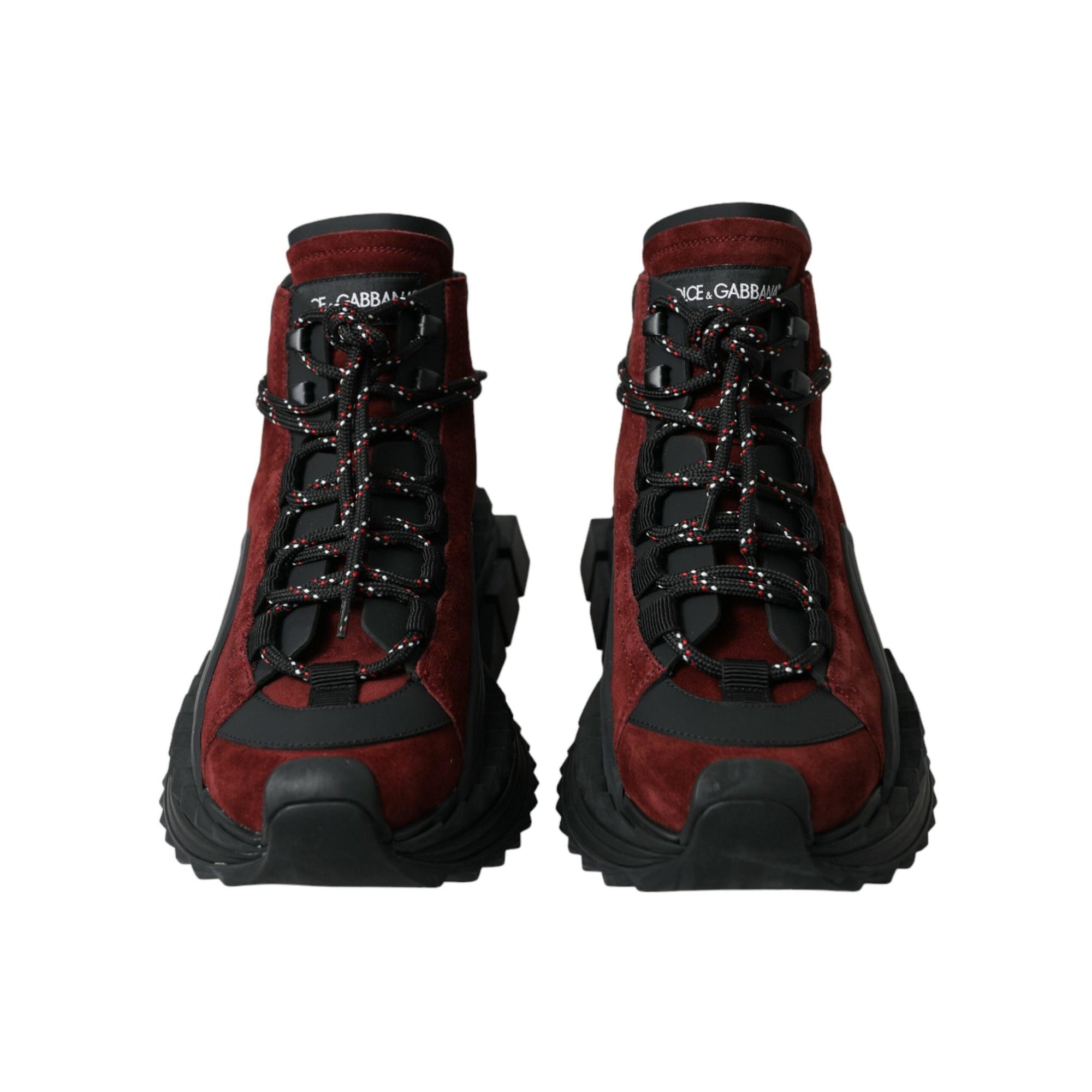 Dolce & Gabbana Burgundy Leather High Top Sneakers