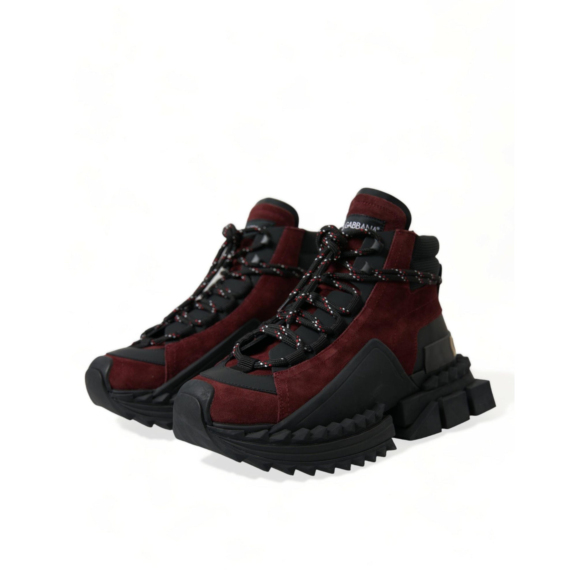 Dolce & Gabbana Burgundy Leather High Top Sneakers