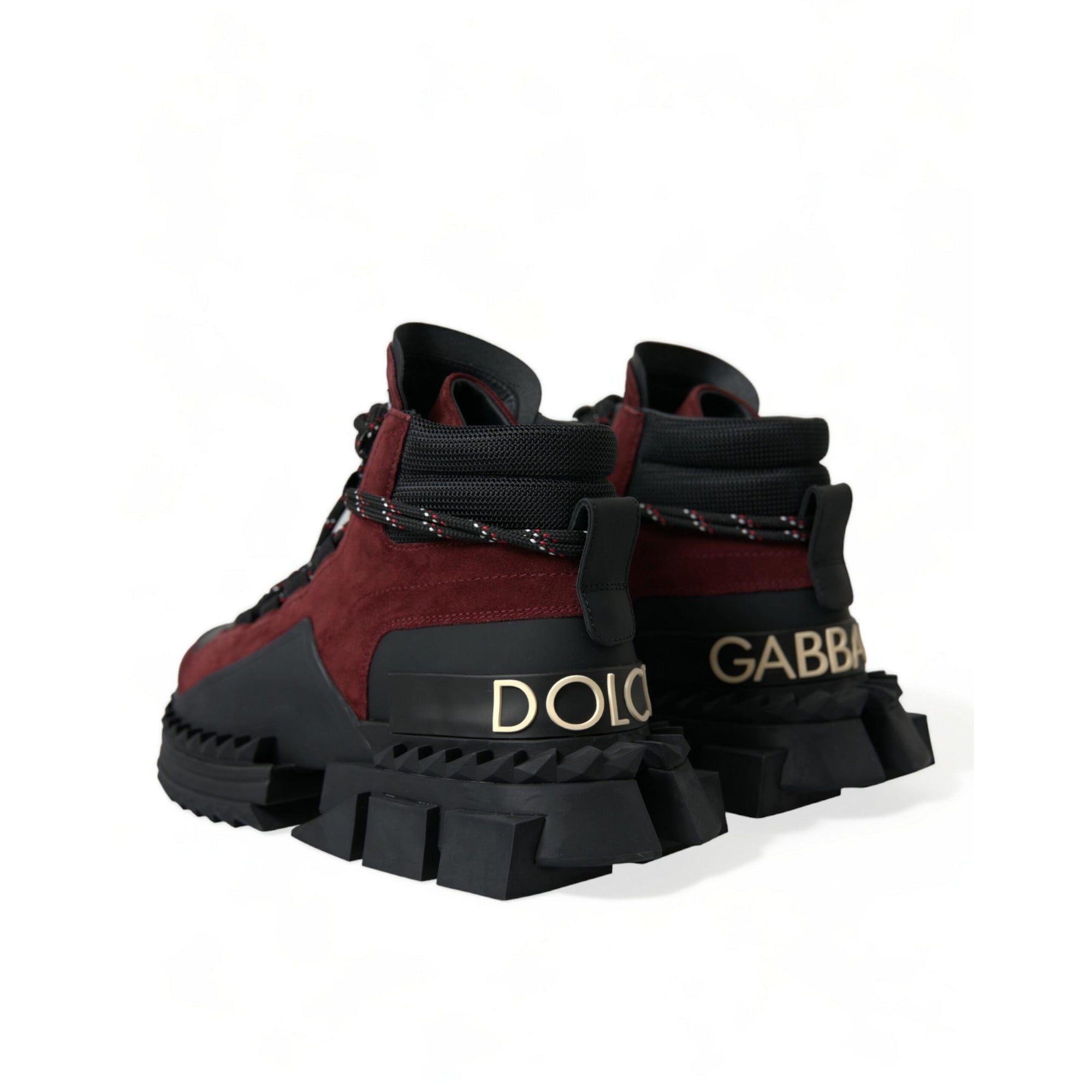 Dolce & Gabbana Burgundy Leather High Top Sneakers