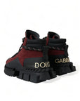 Dolce & Gabbana Burgundy Leather High Top Sneakers