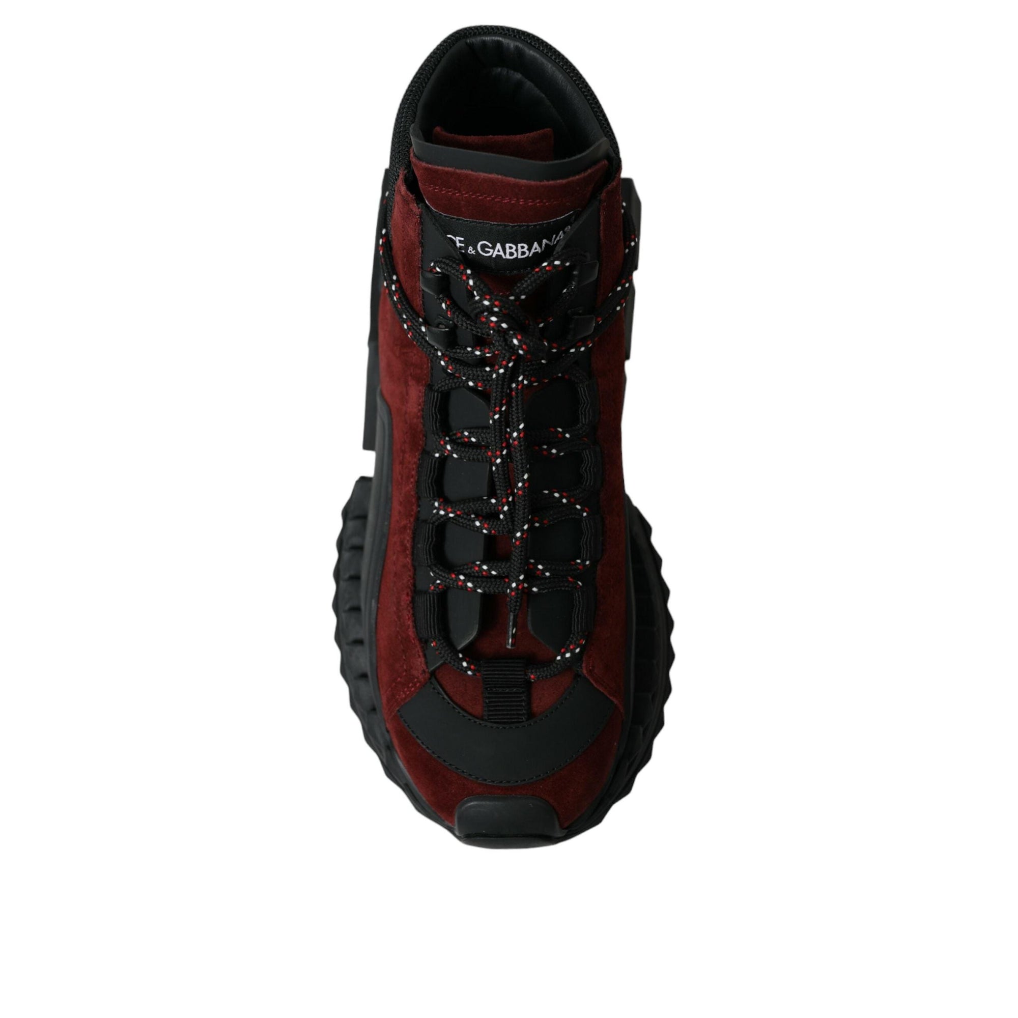 Dolce & Gabbana Burgundy Leather High Top Sneakers