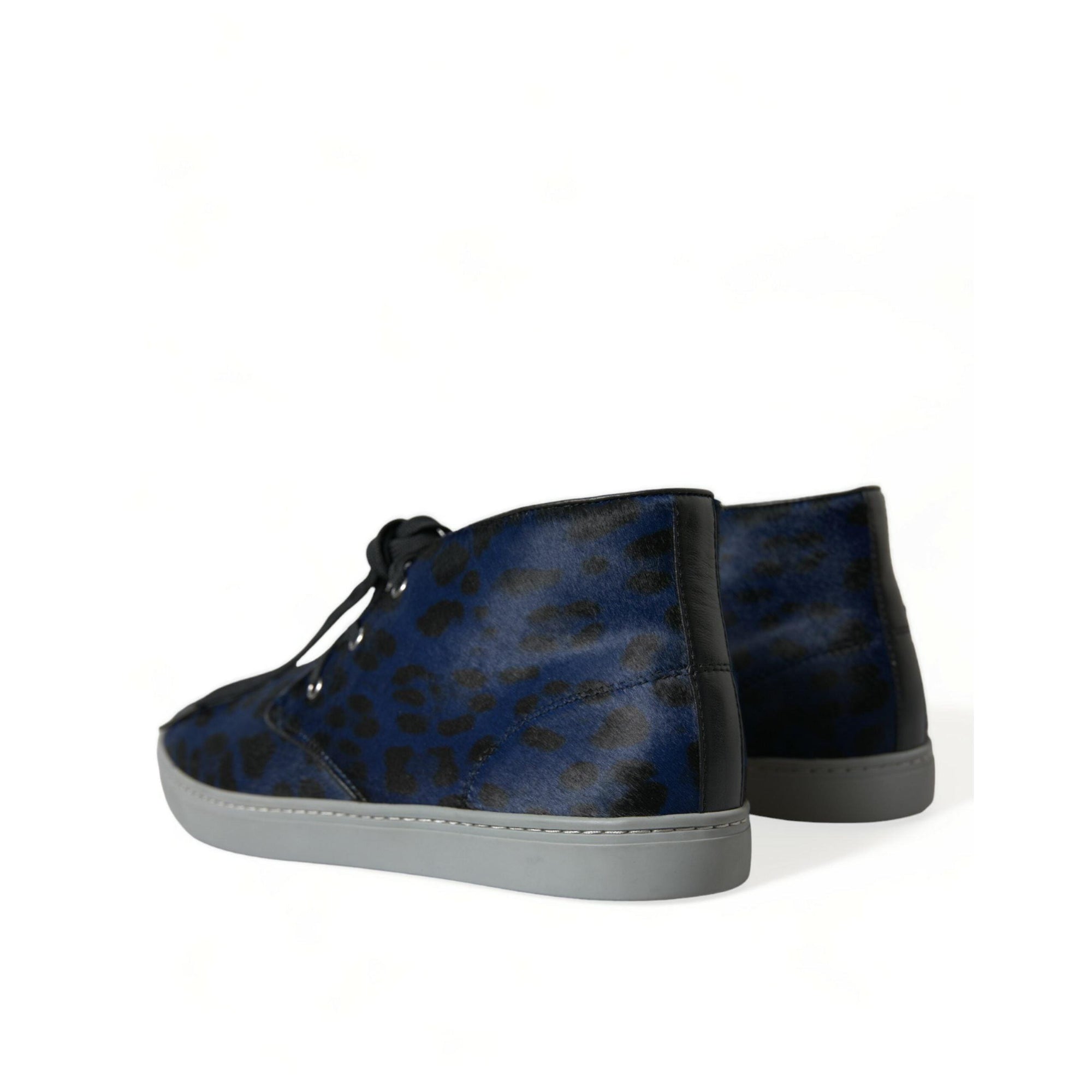 Dolce & Gabbana Chic Blue Leopard Print Mid-Top Sneakers