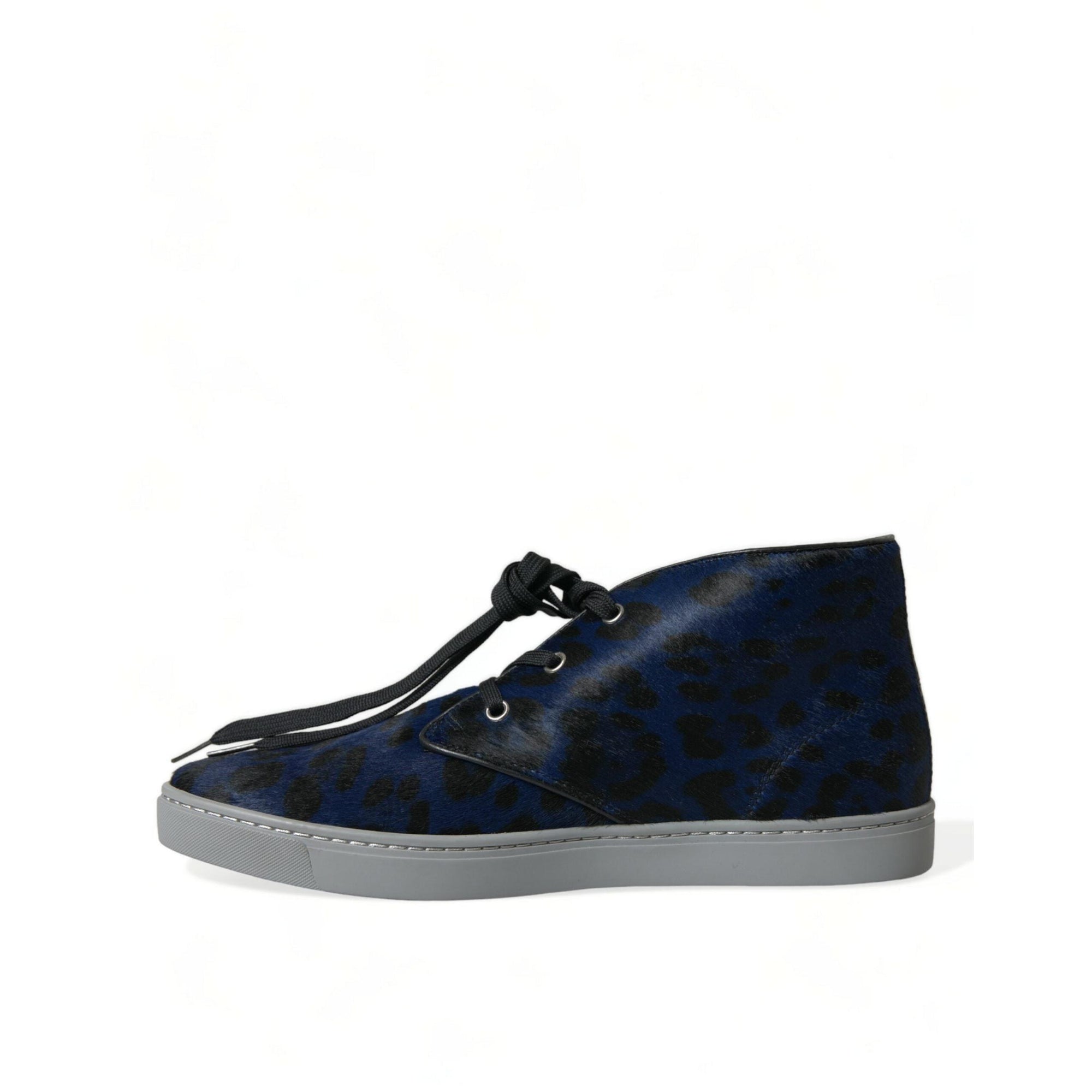 Dolce & Gabbana Chic Blue Leopard Print Mid-Top Sneakers