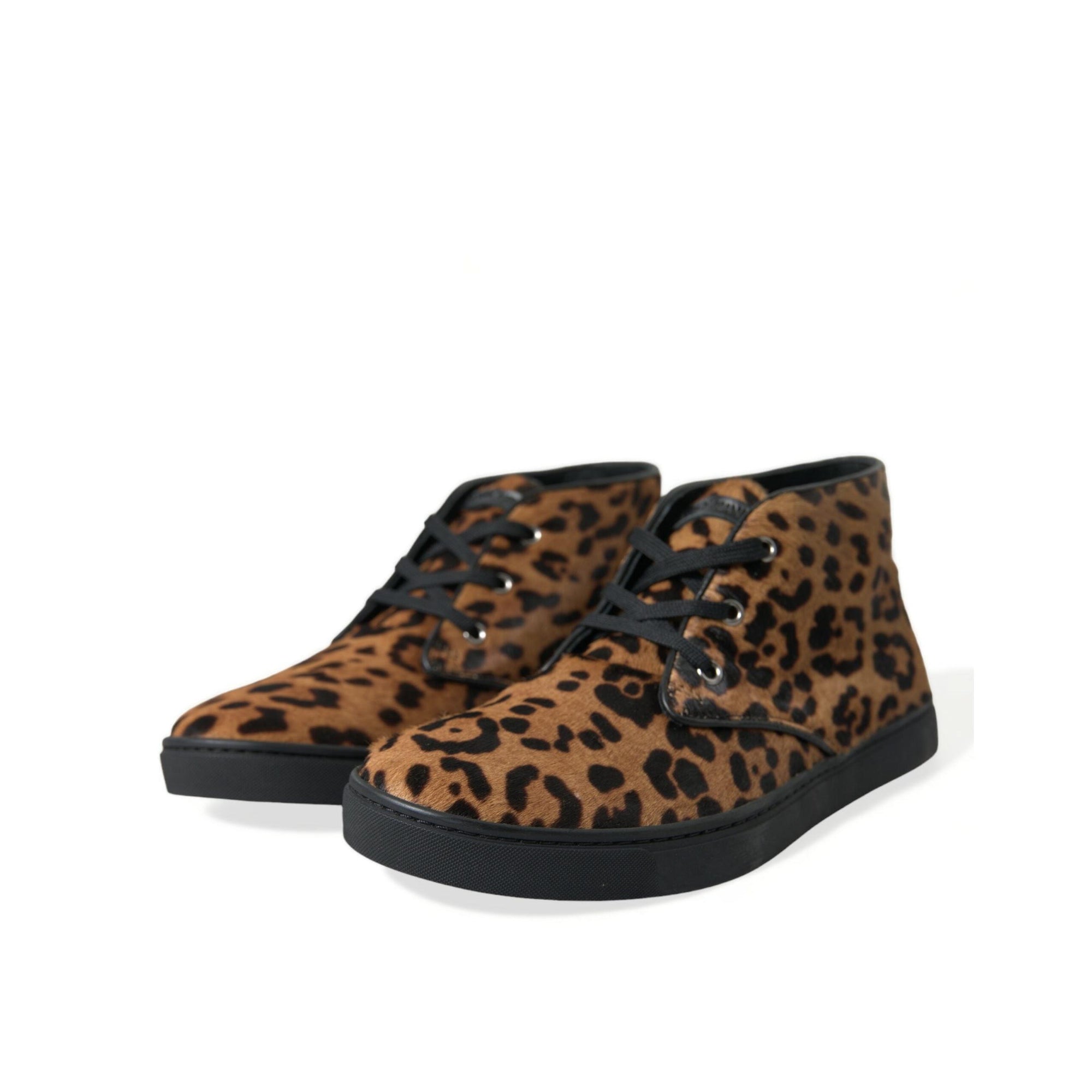 Dolce & Gabbana Elegant Leopard Print Mid-Top Sneakers