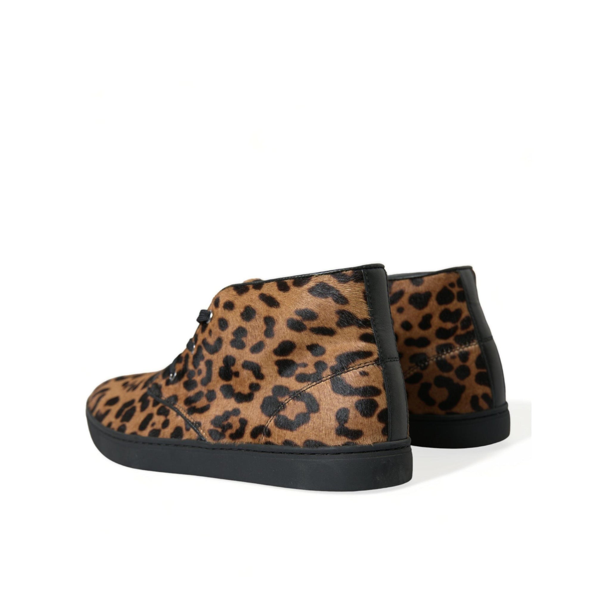 Dolce & Gabbana Elegant Leopard Print Mid-Top Sneakers