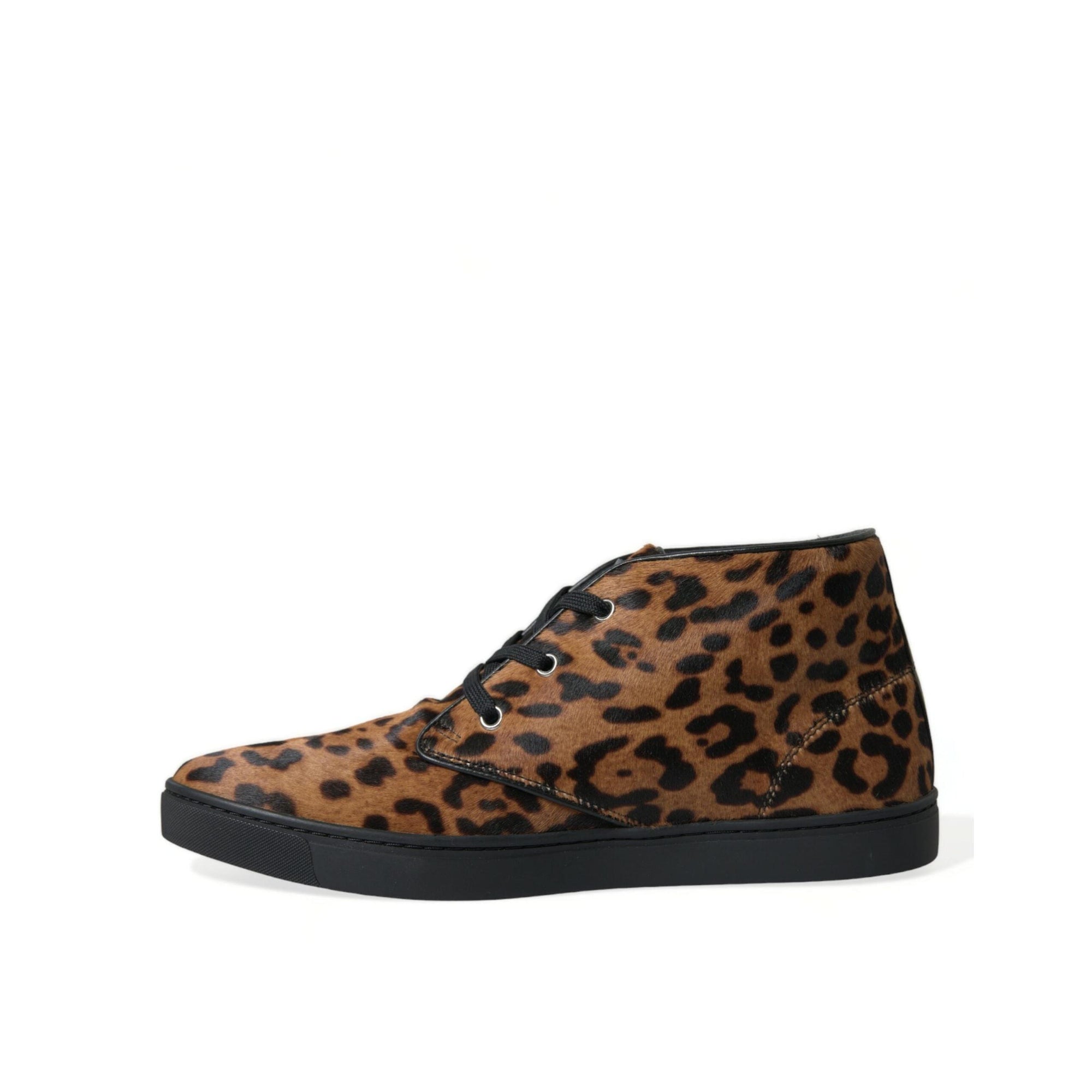 Dolce & Gabbana Elegant Leopard Print Mid-Top Sneakers