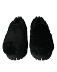 Dolce & Gabbana Elegant Black Fur Slip On Loafers for Men