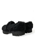 Dolce & Gabbana Elegant Black Fur Slip On Loafers for Men
