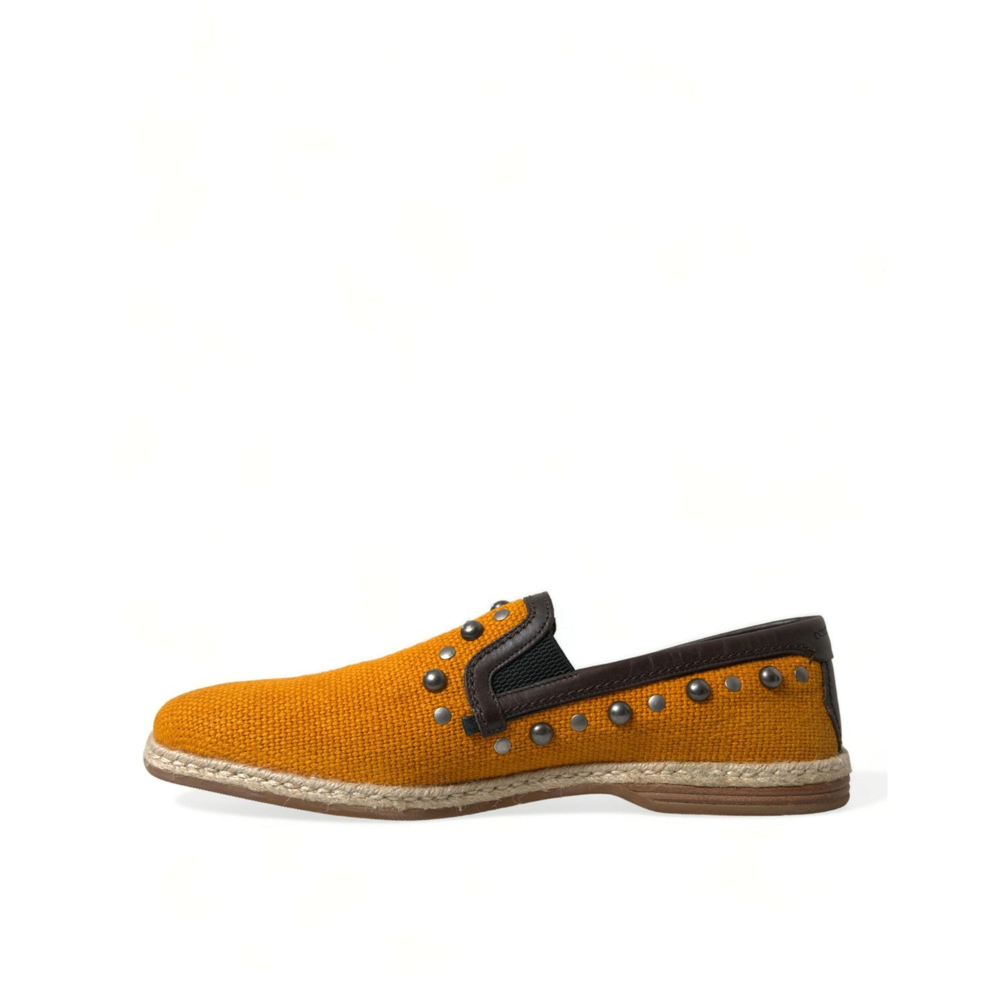 Dolce & Gabbana Exclusive Orange Canvas Loafers with Studs