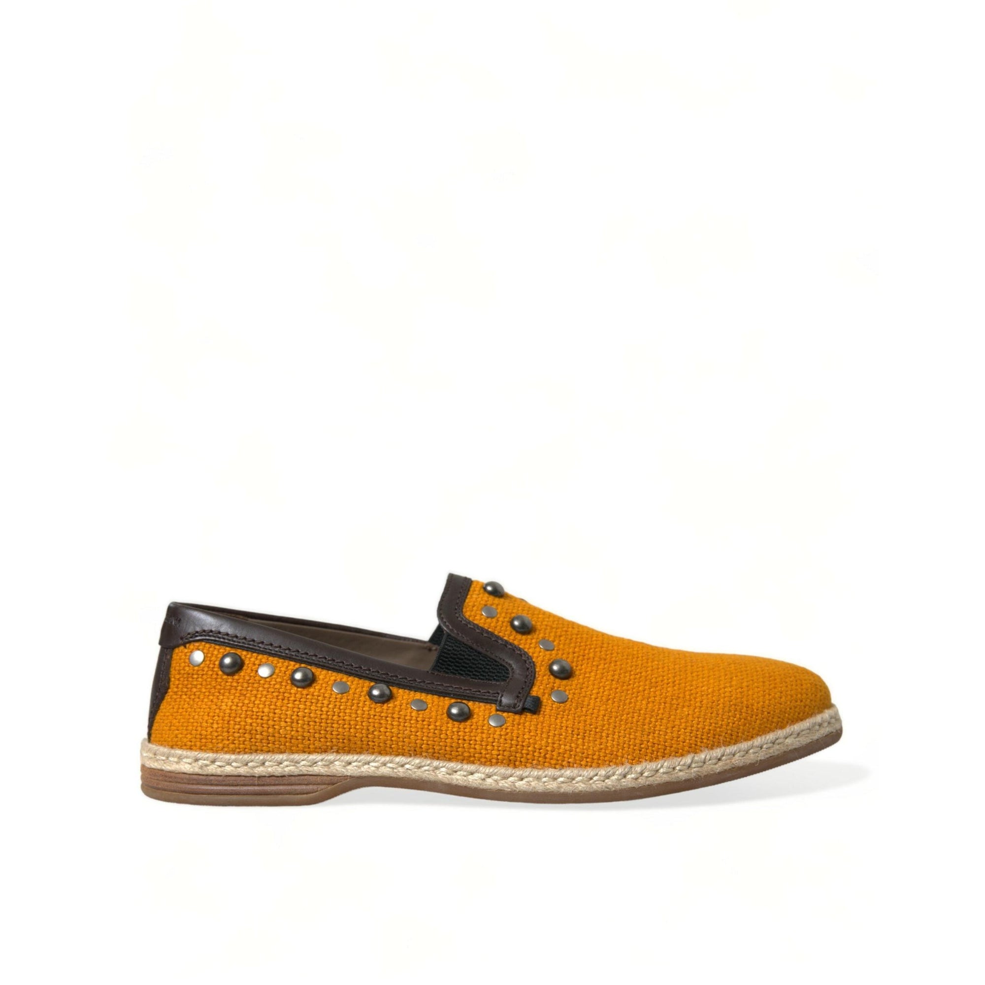 Dolce & Gabbana Exclusive Orange Canvas Loafers with Studs
