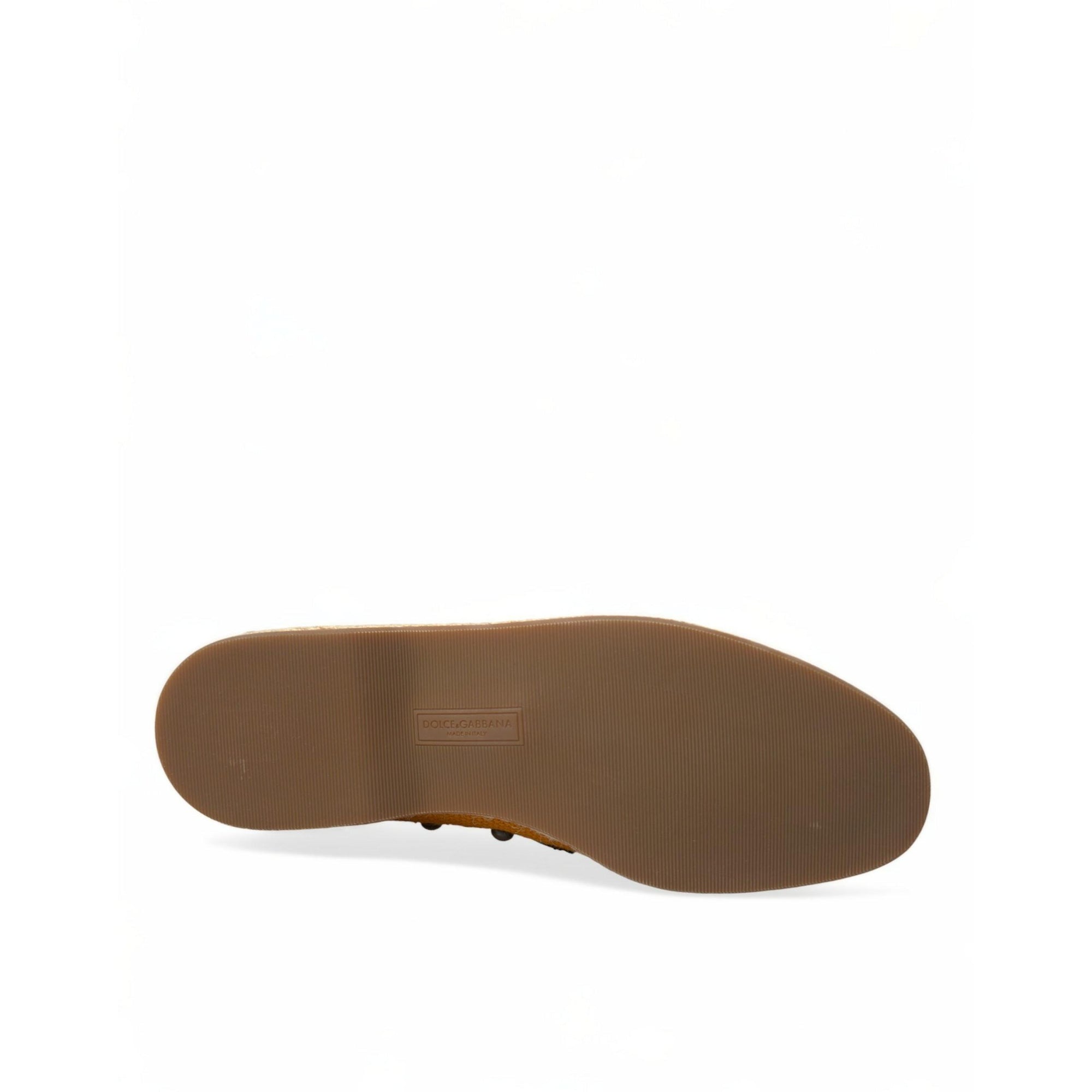 Dolce & Gabbana Exclusive Orange Canvas Loafers with Studs