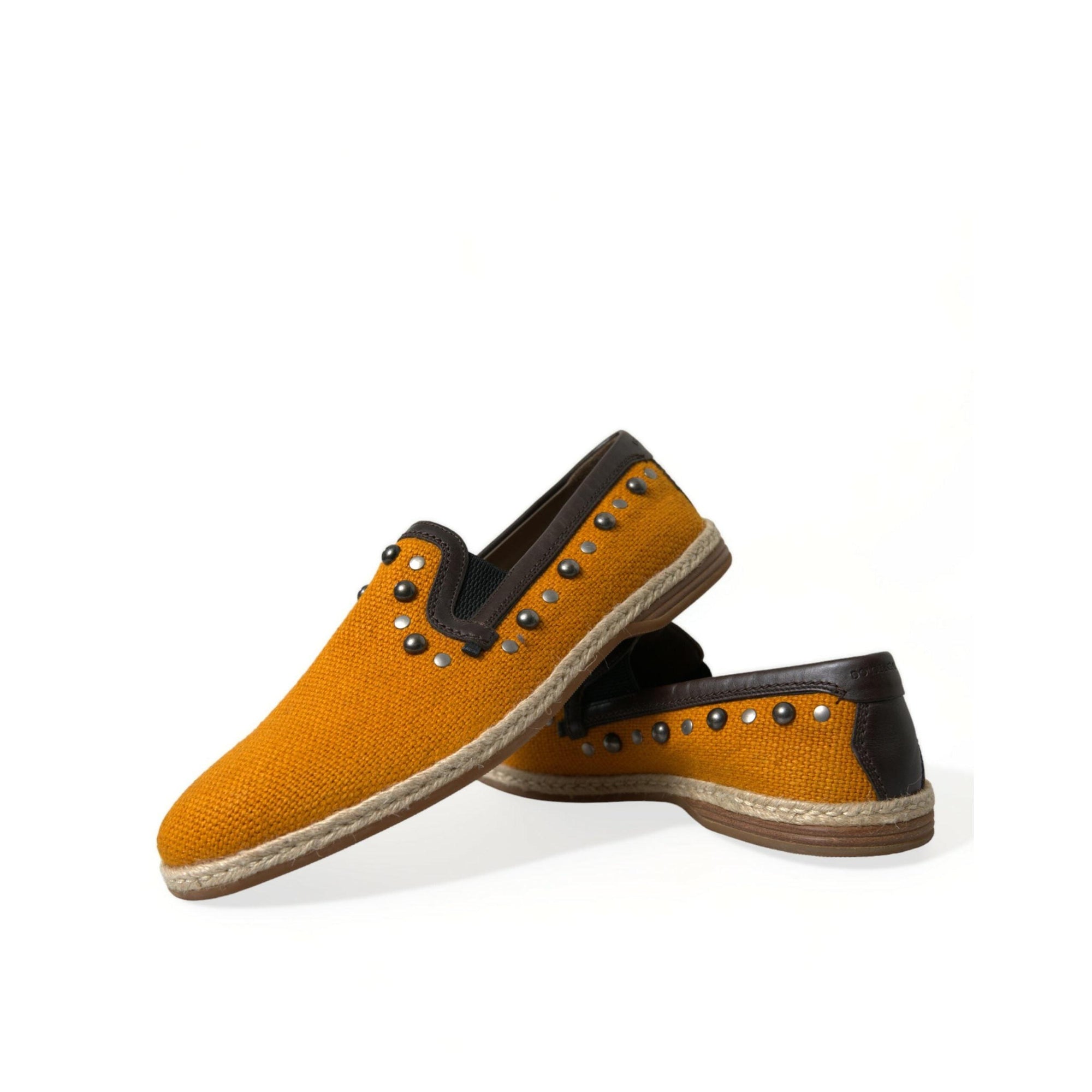 Dolce & Gabbana Exclusive Orange Canvas Loafers with Studs