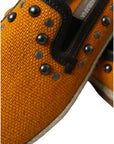 Dolce & Gabbana Exclusive Orange Canvas Loafers with Studs
