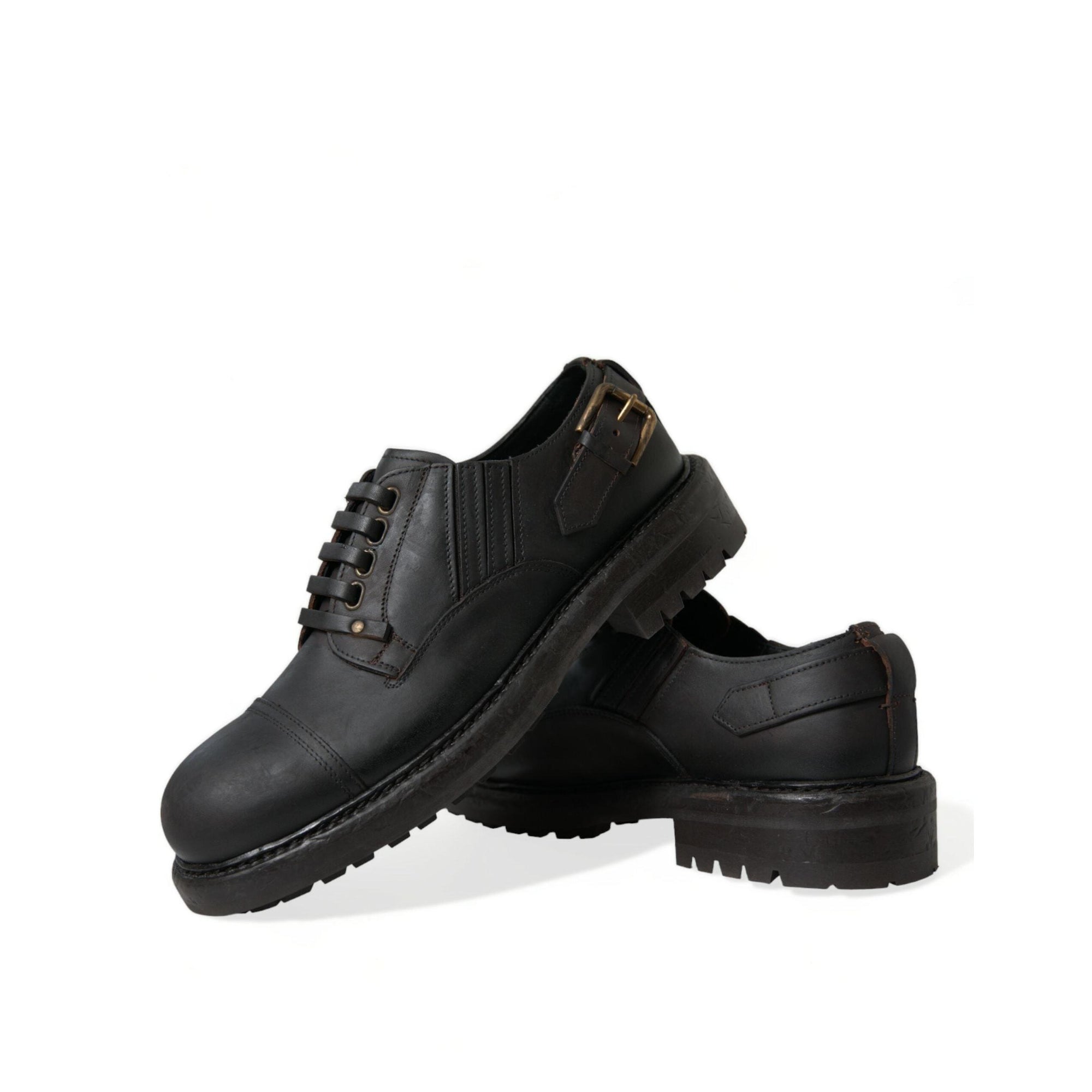 Dolce & Gabbana Elegant Mens Leather Derby Dress Shoes