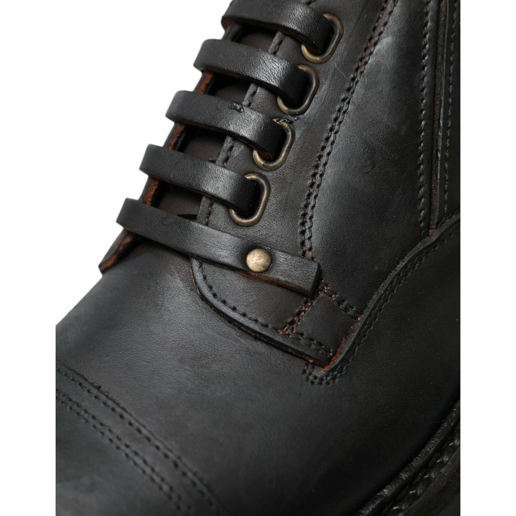 Dolce & Gabbana Elegant Mens Leather Derby Dress Shoes