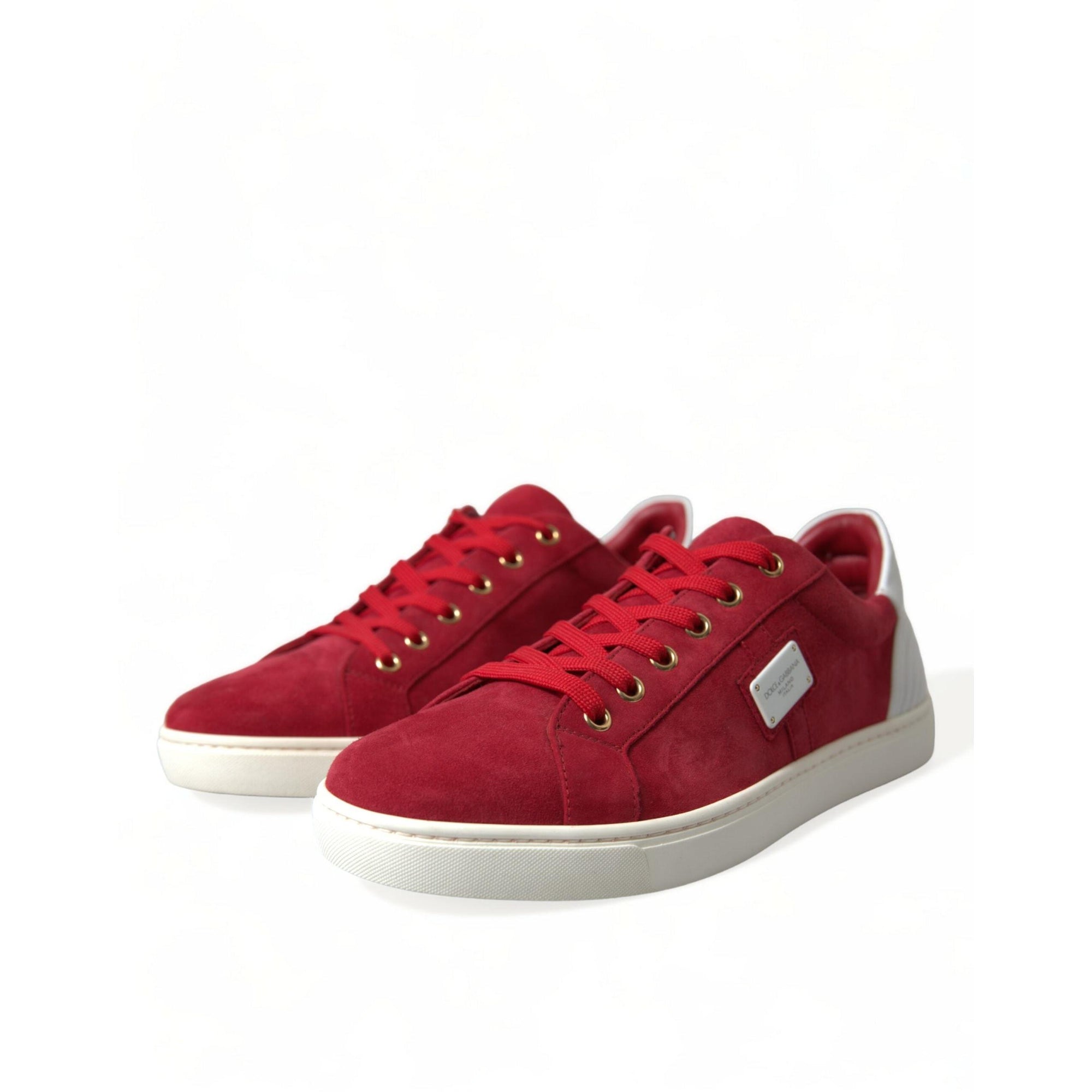 Dolce & Gabbana Elegant Red & White Low Top Sneakers