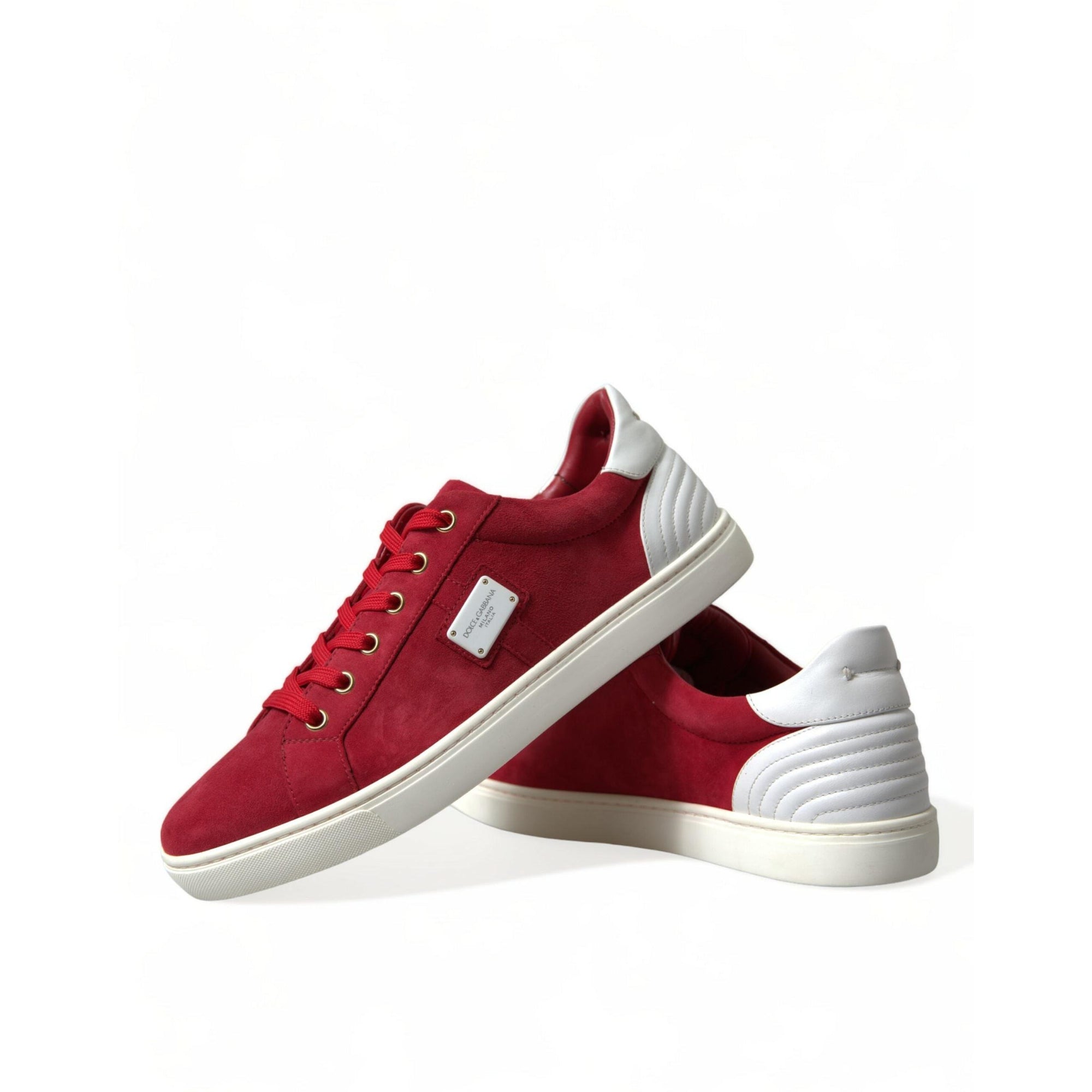Dolce & Gabbana Elegant Red & White Low Top Sneakers
