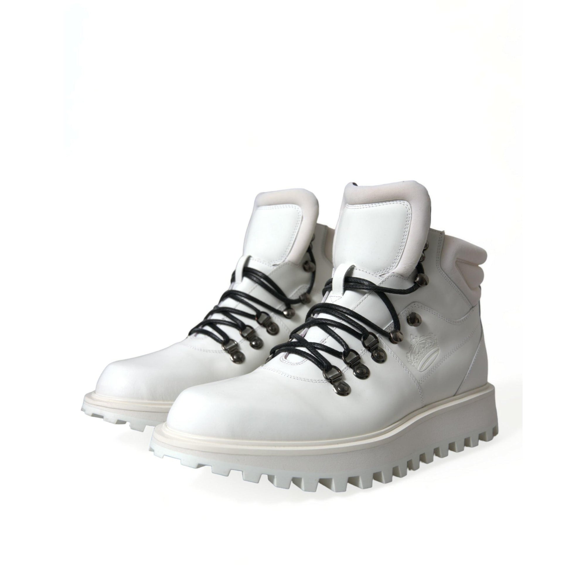 Dolce & Gabbana Elegant White Leather Ankle Boots